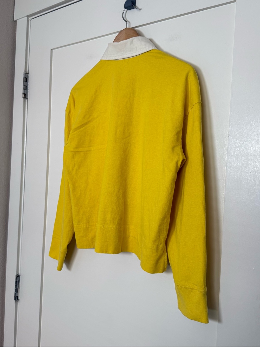 Everlane Polo Shirt Top Womens Sz S Yellow Oversized Long Sleeve Organic Cotton - Picture 8 of 12